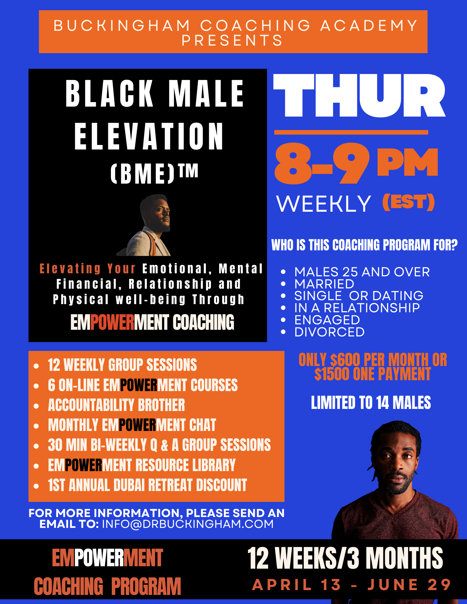 Black Male Elevation (B.M.E.) Empowerment Coaching